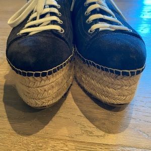 Authentic Miu miu wedge Espadrille in navy blue